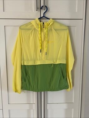 Marmot Yellow and Green Hooded Windbreaker Pullover / Running Half Zip